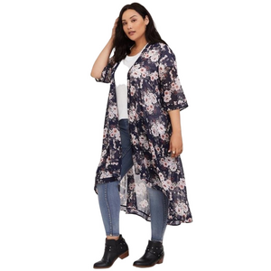 TORRID Chiffon Maxi High-Low Floral Kimono 00/0 M/L